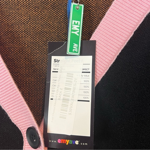 Emy Ave Sk8r Girl Cardigan Sweater Size S/M Oversized Flames Checkered NWT - Picture 3 of 10